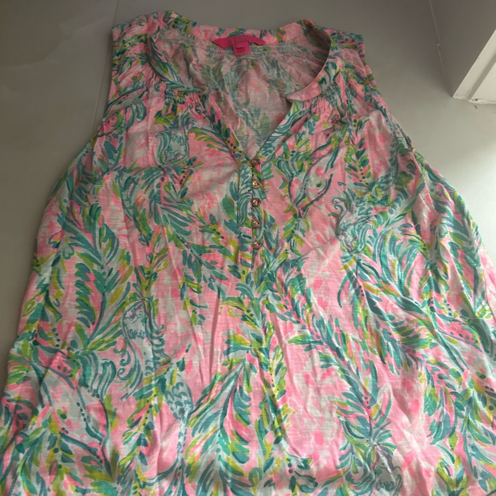 Lilly Pulitzer Pink and Green Tropical Top